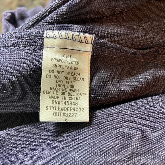 Everly navy blue corduroy small cropped wide leg Pants paper bag pleated - Picture 9 of 11